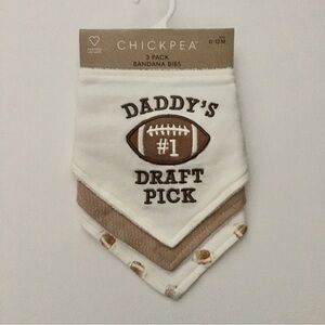 NEW Bandana Bibs for Baby 0-12M “Daddy’s Draft Pick” Football Theme | ChickPea